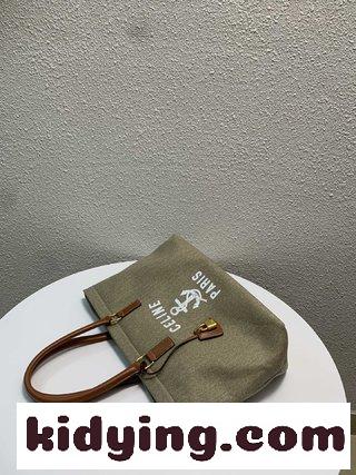 セリーヌ バッグ 茶色コピー CABAS CELINE 横柄なプリント帆布と小さな牛革手袋の肩や手に入れます-4