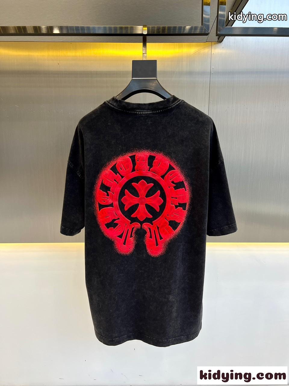 クロムハーツ Tシャツ 偽物 カジュアル クルーネック ストリート 半袖Tシャツ-3