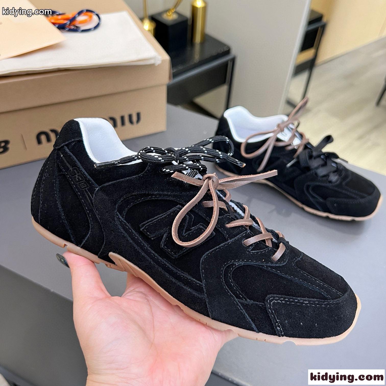 New Balance x Miu Miu xxx スエードスニーカー ミュウミュウ スニーカー コピー ブラック-2