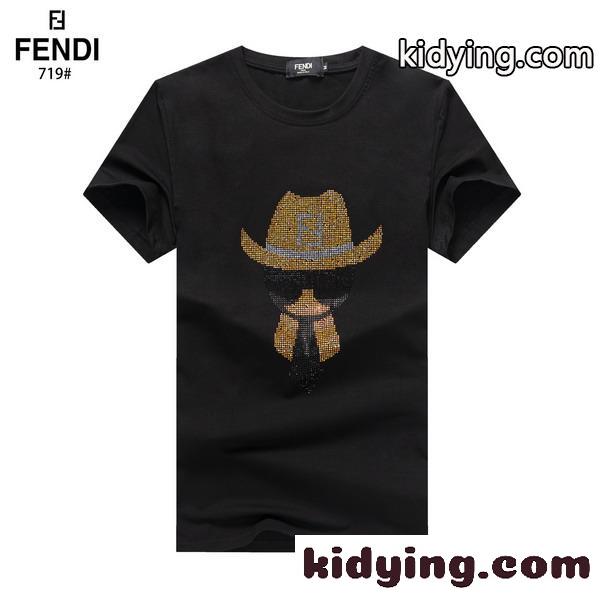 おしゃれ ロゴ 春夏 クルーネック フェンディ Tシャツ コピー カジュアル 着心地いい 半袖 トップス-0
