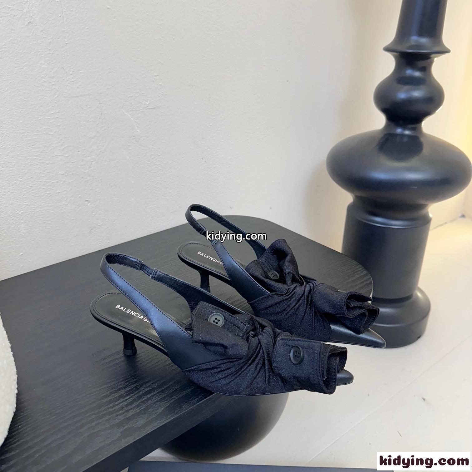 注目される KNIFE CHEMISE スリングバック バレンシアガ パンプス スーパーコピー ブラック-0