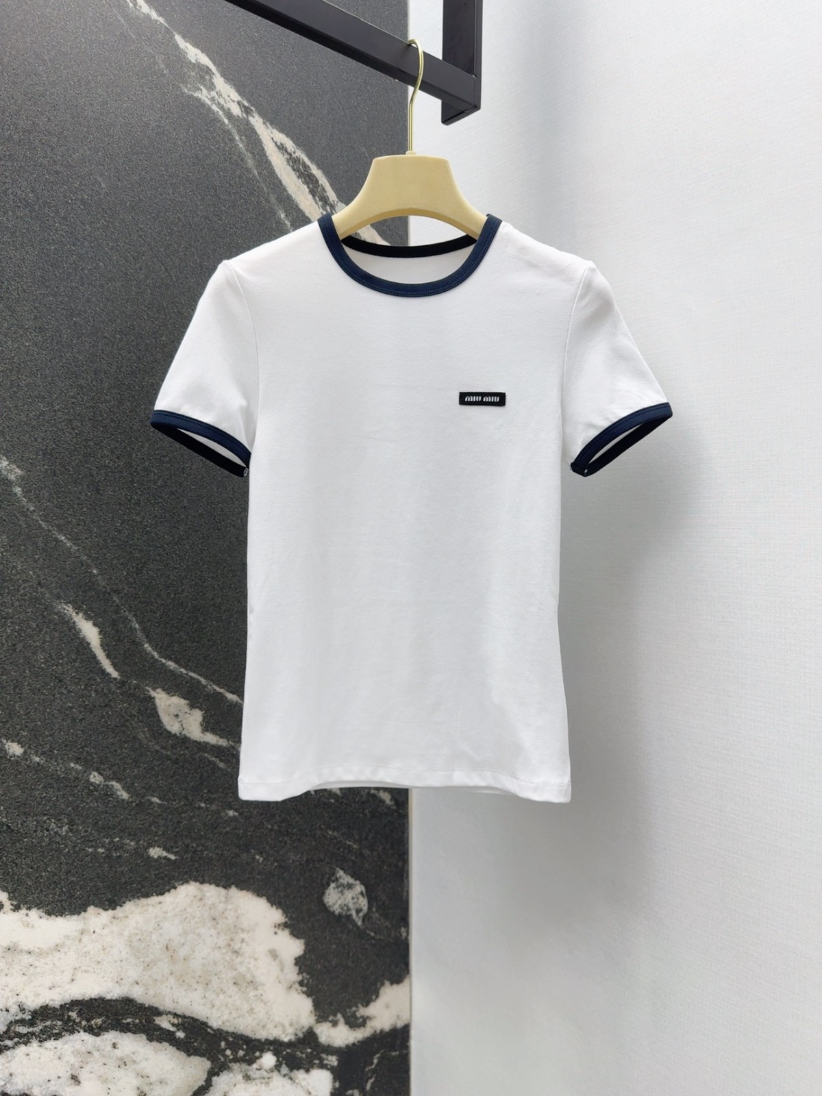 カジュアル おしゃれ コットン 半袖Tシャツ ミュウミュウ Tシャツ コピー ホワイト-1