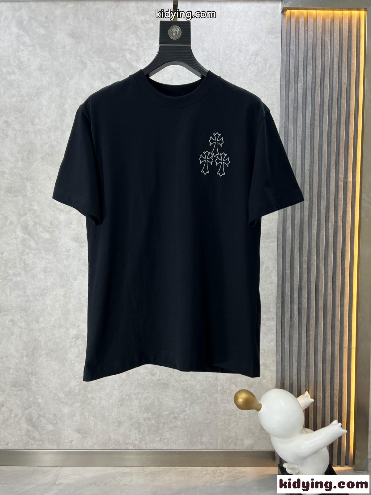カジュアル クロムハーツ Tシャツ 偽物 クルーネック 半袖Tシャツ ブラック-0