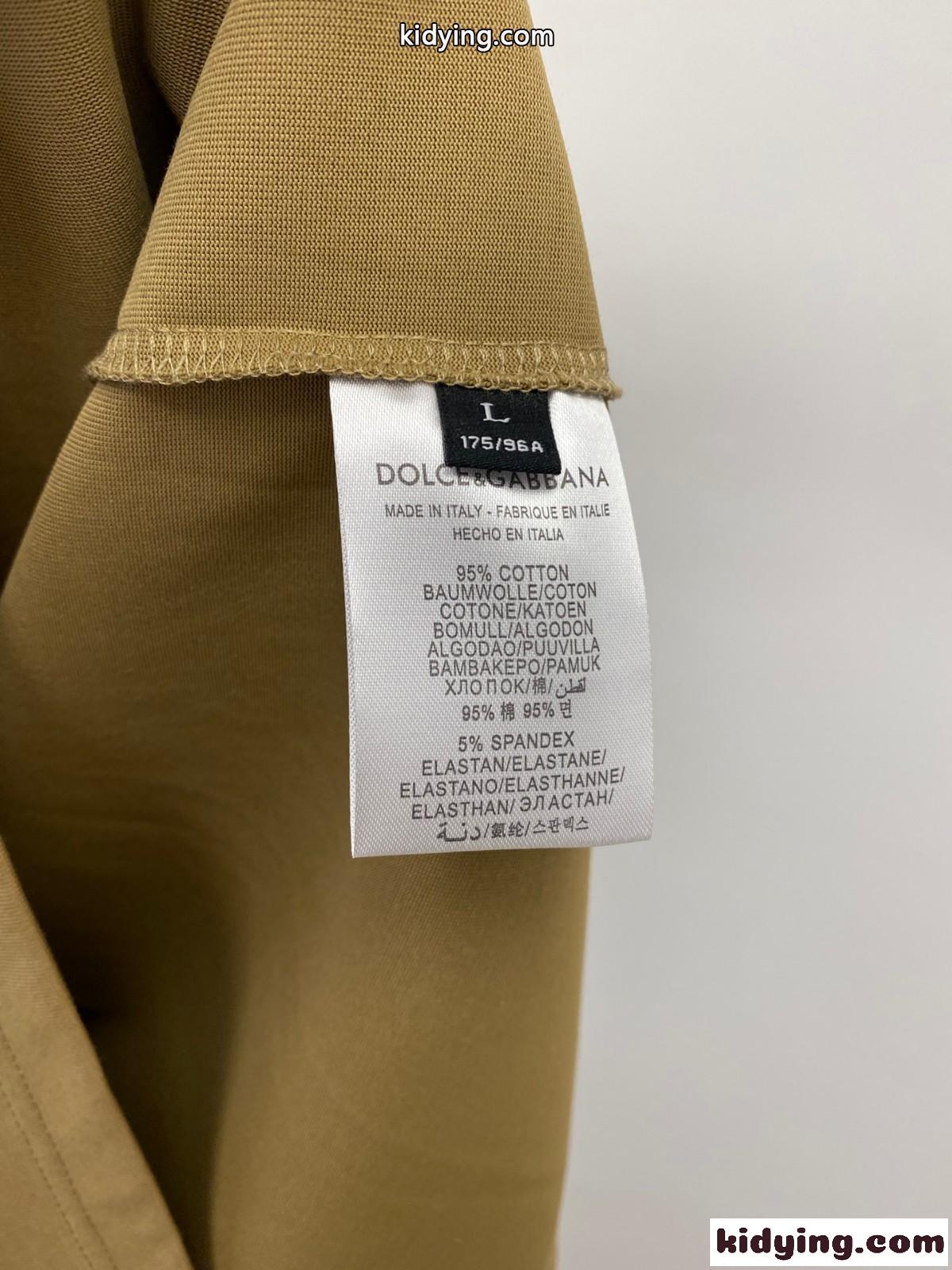 カジュアル 合わせやすい コットンTシャツ ドルチェ&ガッバーナ 半袖Tシャツ コピー カーキ-3