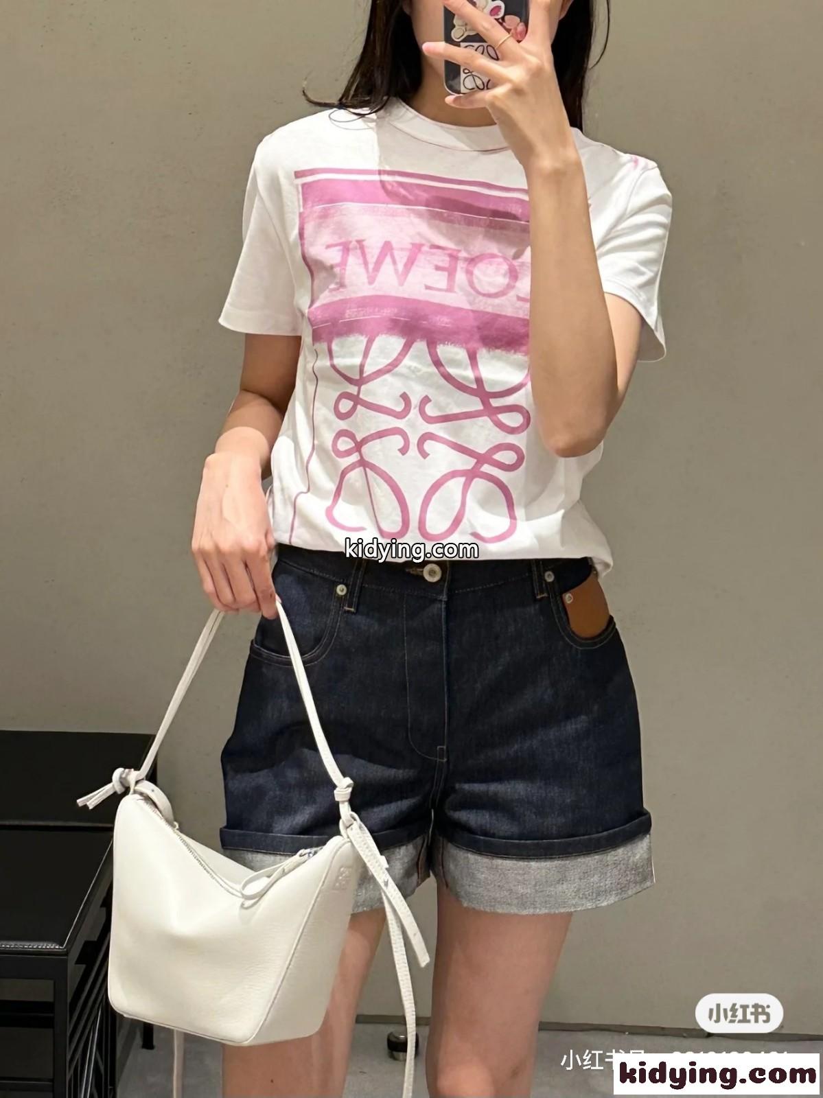 人気新作~ロエベ Tシャツ コピー アナグラム プリント クルーネック 半袖 トップス-3