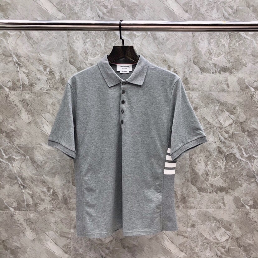 洗練された おしゃれ トムブラウン Tシャツ コピー 半袖 ポロシャツ グレー-1