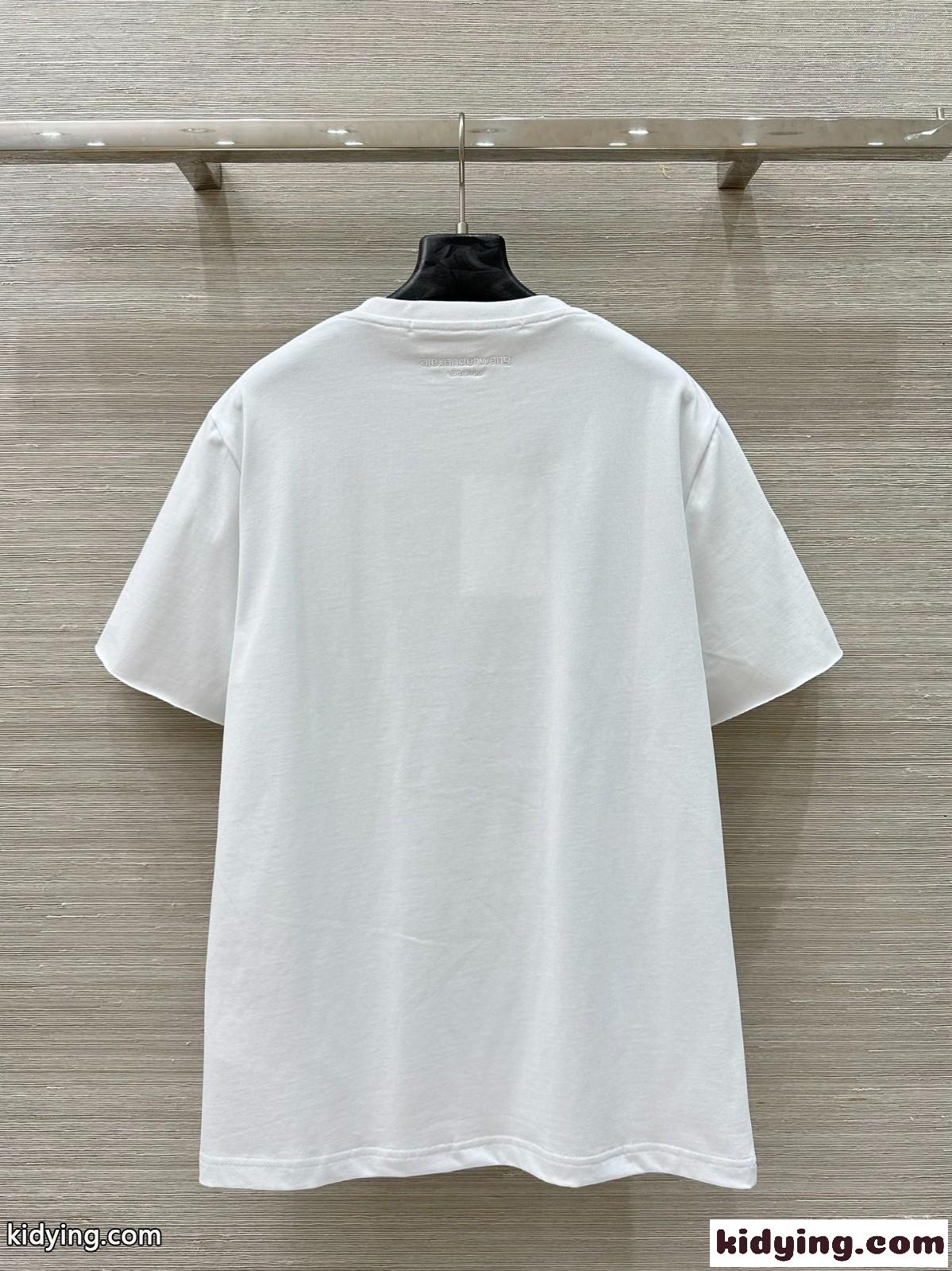 コットン オーバーサイズ ロゴtシャツ アレキサンダーワング Tシャツ コピー ホワイト-4