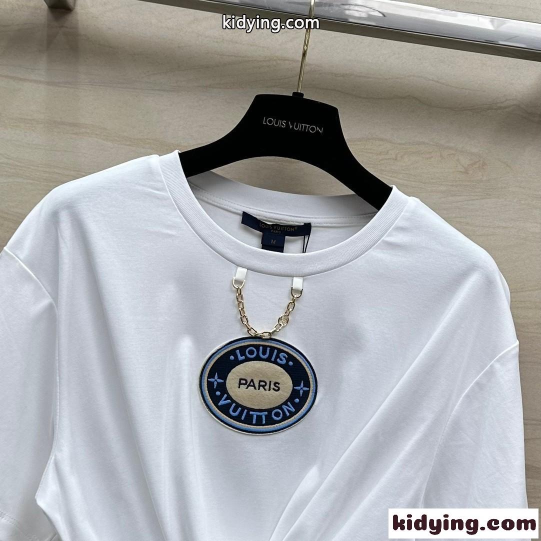 LVパッチセルフタイTシャツ ルイ・ヴィトン 半袖Tシャツ コピー レディース-0