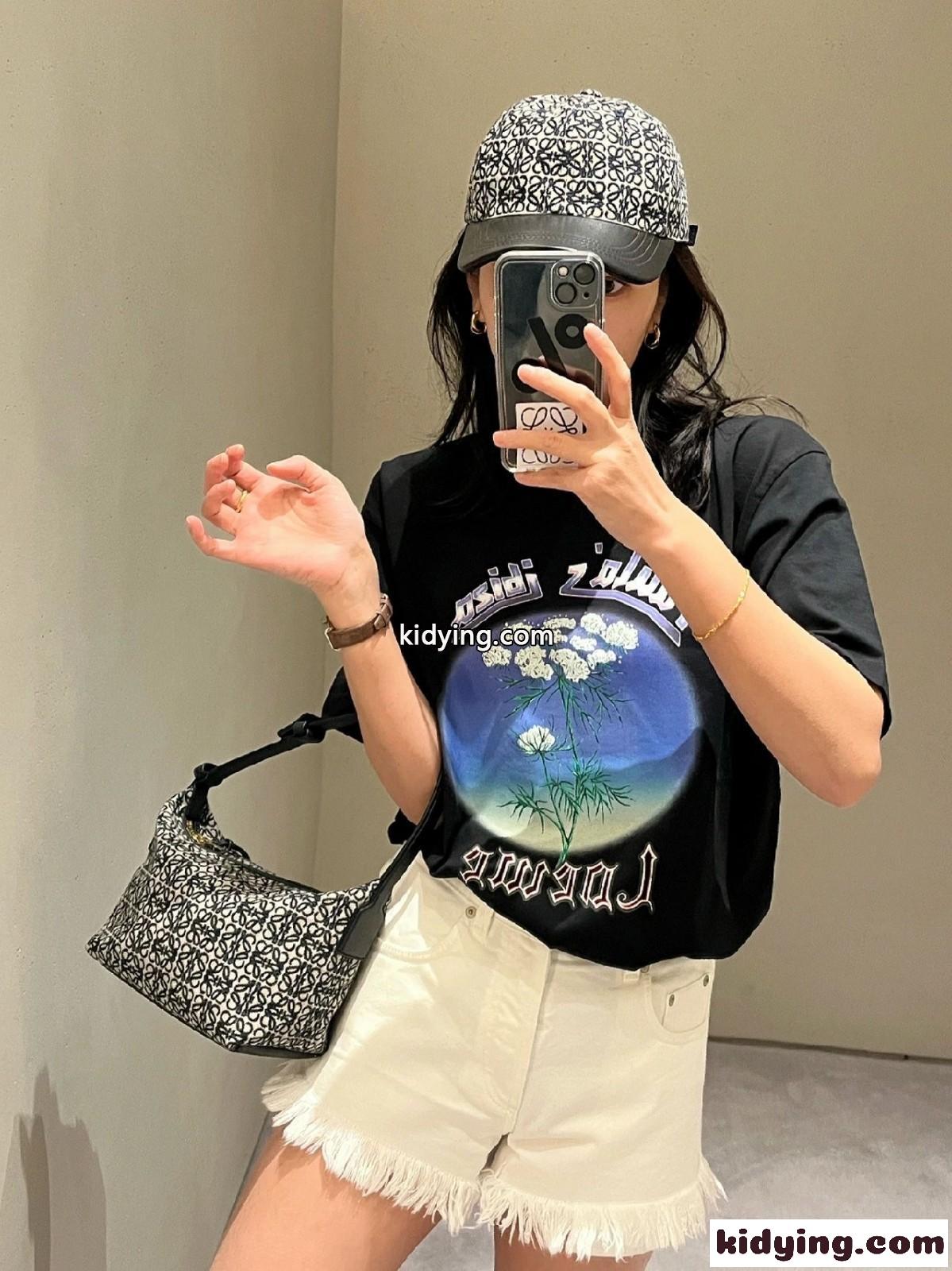 人気 フェンネル Tシャツ コットン ロエベ Tシャツ コピー ユニセックス ブラック-4