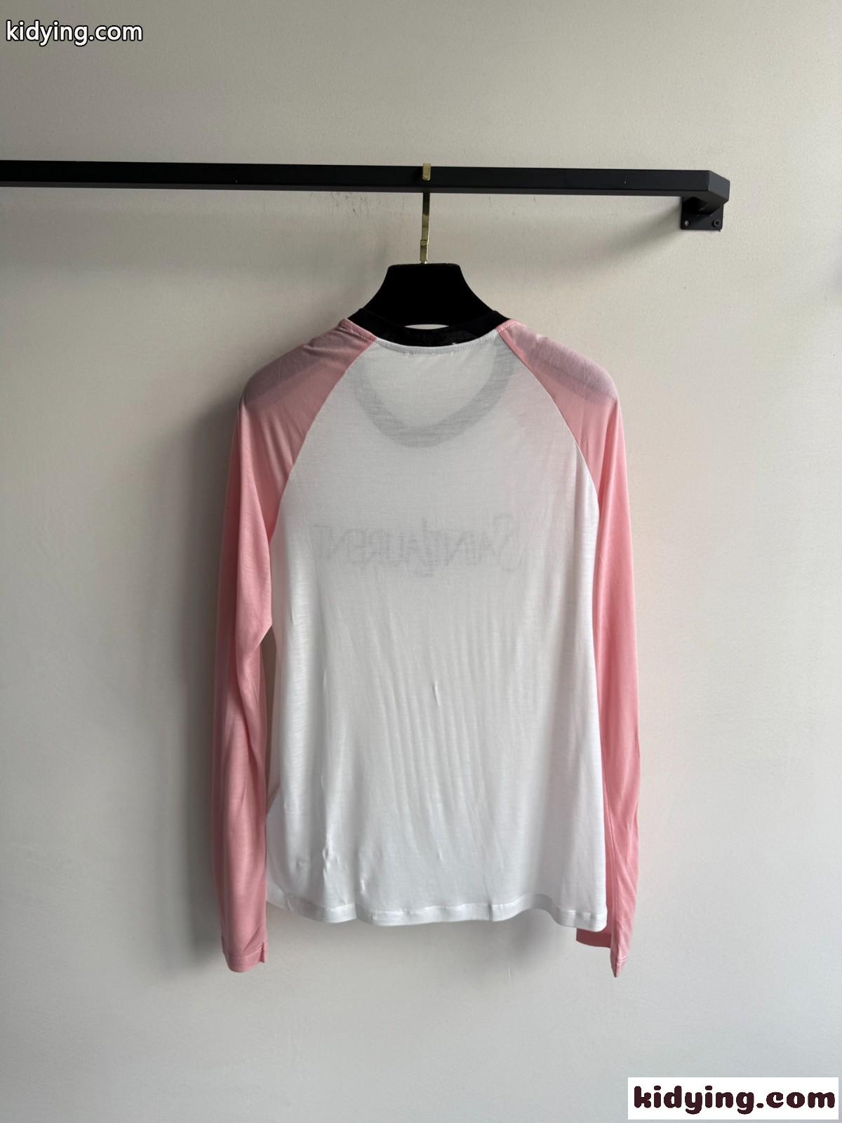 カジュアル 配色 ラグランスリーブ イヴ・サンローラン Tシャツ 偽物 長袖Tシャツ-1