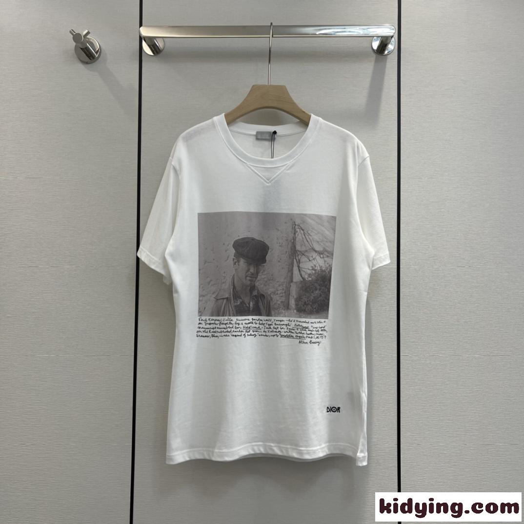 人気 オーバーサイズ 体型カバー プリント クルーネック クリスチャン・ディオール Tシャツ コピー 半袖 トップス-3