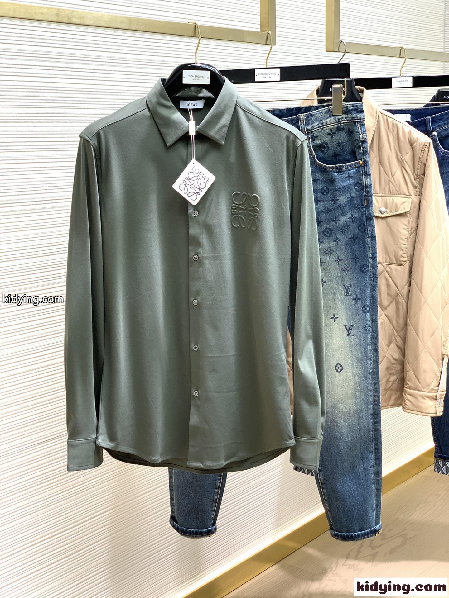 洗練された 上品 アナグラム メンズシャツ ロエベ シャツ コピー グリーン-0