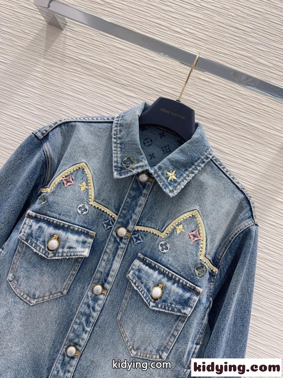 カジュアル 刺繍入り デニムジャケット ルイ・ヴィトン ジャケット コピー ブルゾン-2