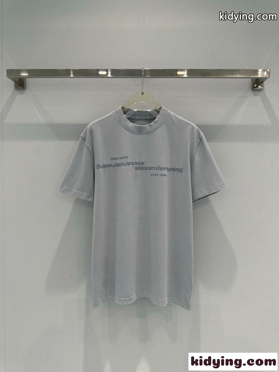 ユニセックス ロゴ入り 半袖Tシャツ アレキサンダーワング Tシャツ コピー グレー-0