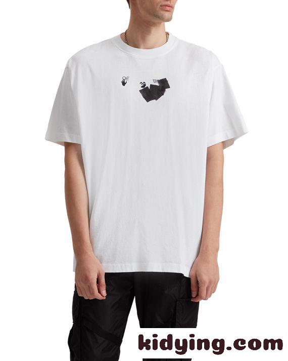 スタイリッシュ トレンド プリント 人気 定番 ゆったり オフホワイト 半袖Tシャツ コピー 着心地いい クルーネック ブラック-0