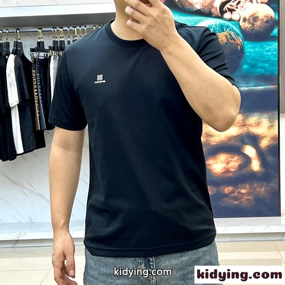 シンプル ロゴ クルーネック 半袖Tシャツ ジバンシィ Tシャツ 偽物 ブラック-1