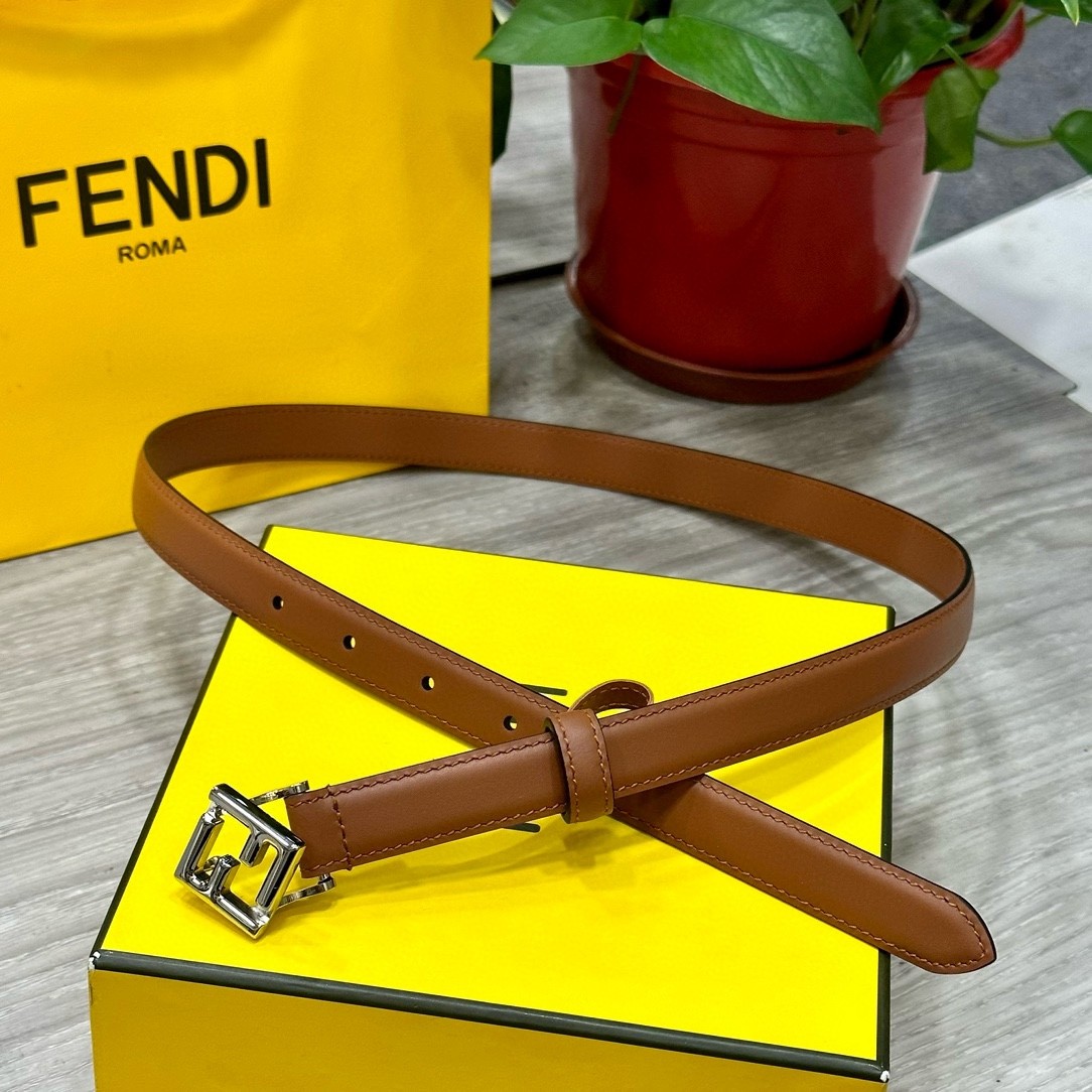 シンプル FFダイヤモンド ベルト フェンディ ベルト 偽物 細ベルト ブラウン-0