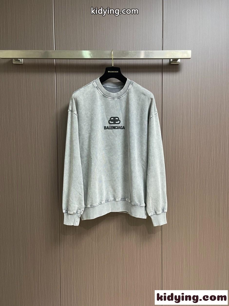 おしゃれ ロゴ入り コットン スウェットシャツ バレンシアガ Tシャツ 偽物 グレー-0