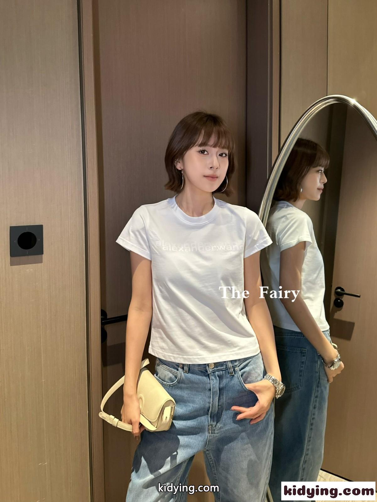 シンプル ロゴ 半袖Tシャツ アレキサンダーワング Tシャツ コピー コットン ホワイト-4