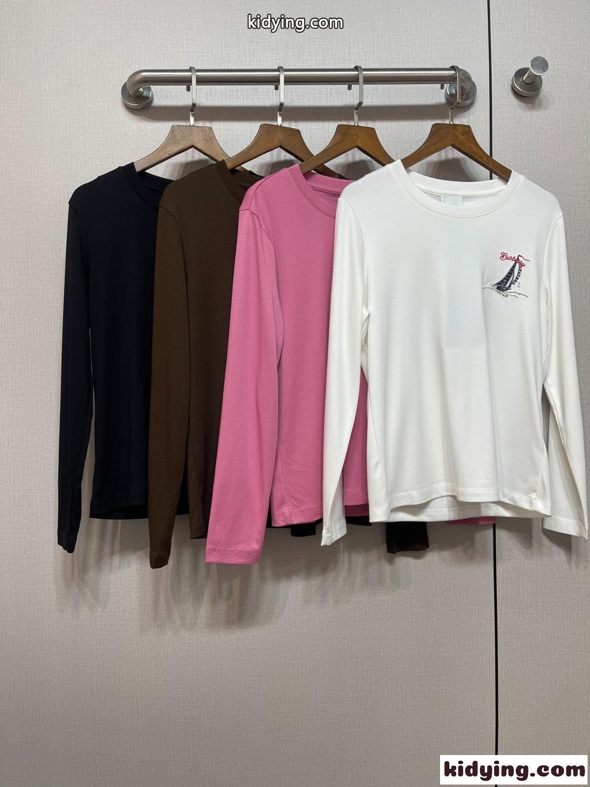 4色あり シンプル セイルボート 長袖Tシャツ バーバリー Tシャツ コピー クルーネック-0