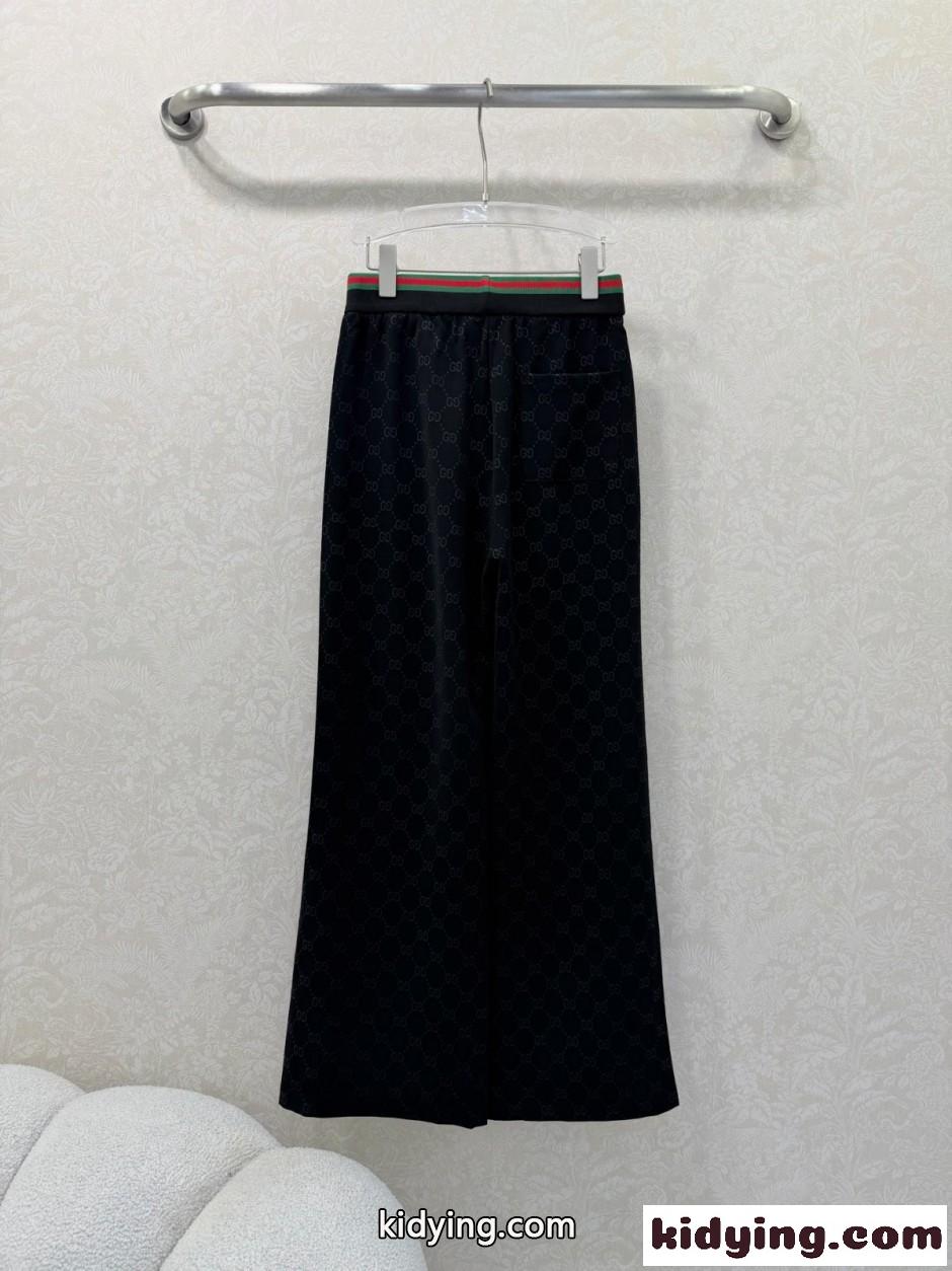 ウェブ ストライプ GGジャカード ワイドパンツ グッチ パンツ コピー ブラック-4