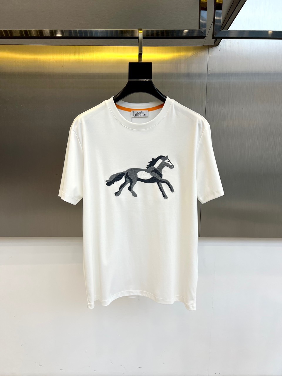 おしゃれ 合わせやすい クルーネック エルメス Tシャツ 偽物 ホワイト-0