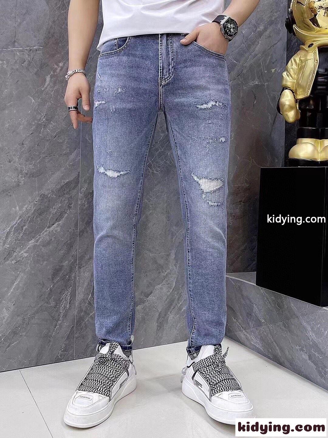 メンズ デニムパンツ 定番 ルイ・ヴィトン ジーンズ コピー カジュアル おしゃれ ダメージ加工-2