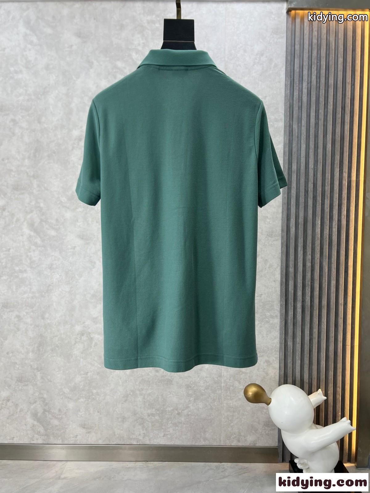 シンプル 刺繍入り コットンピケ ポロシャツ バーバリー 半袖Tシャツ コピー グリーン-1