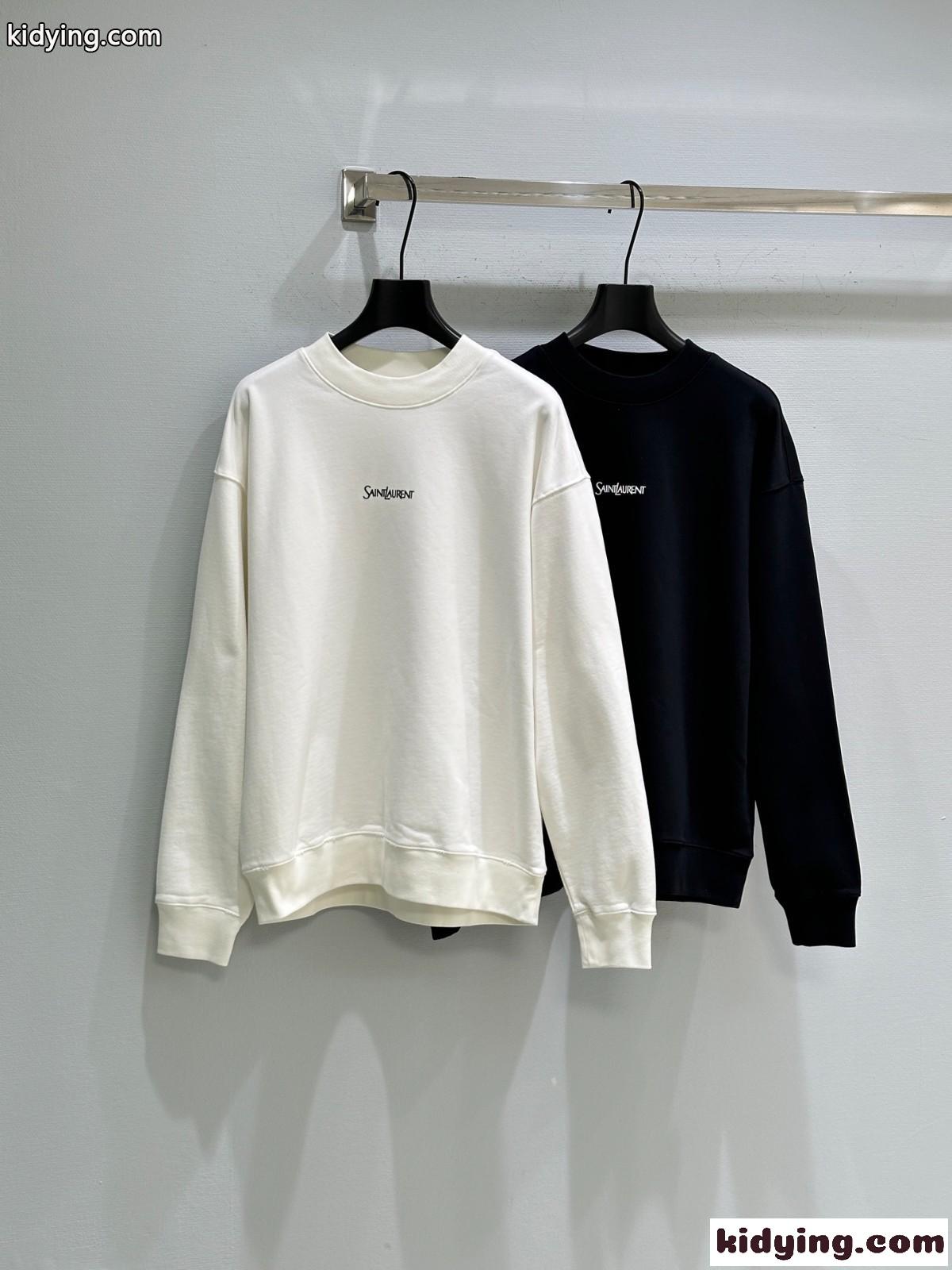 カジュアル 定番 ロゴ入り クルーネック スウェットシャツ イヴ・サンローラン Tシャツ 偽物-0