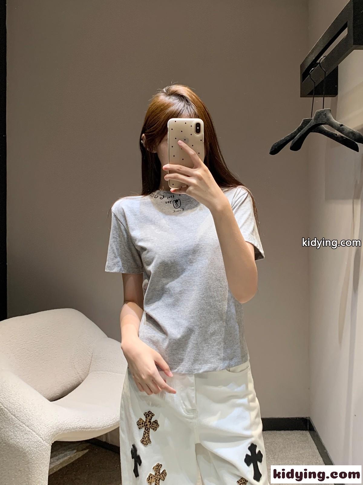 ベーシック クルーネック 半袖Tシャツ グッチ Tシャツ コピー コットン グレー-4