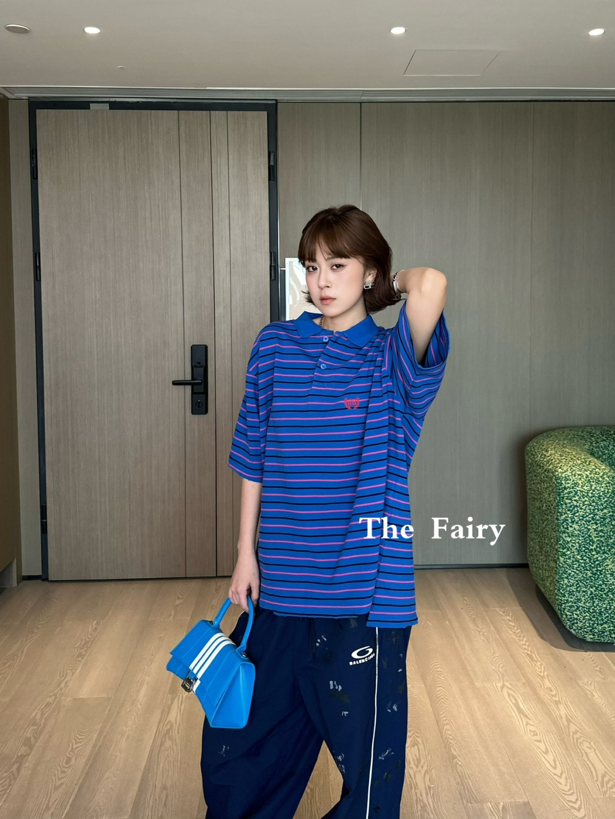 バレンシアガ Tシャツ コピー ユニセックス ローレル コットン ピケ ポロシャツ ブルー-4