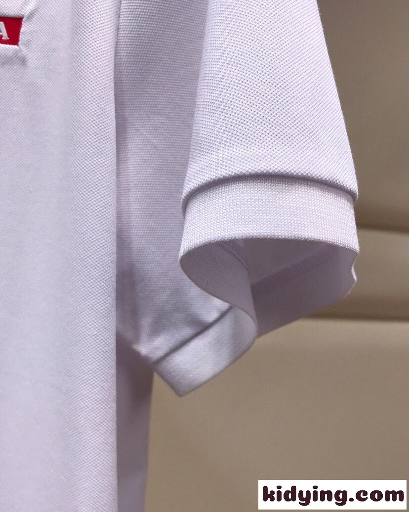 上品 着心地いい コットン 半袖 ポロシャツ プラダ Tシャツ コピー メンズ ホワイト-3