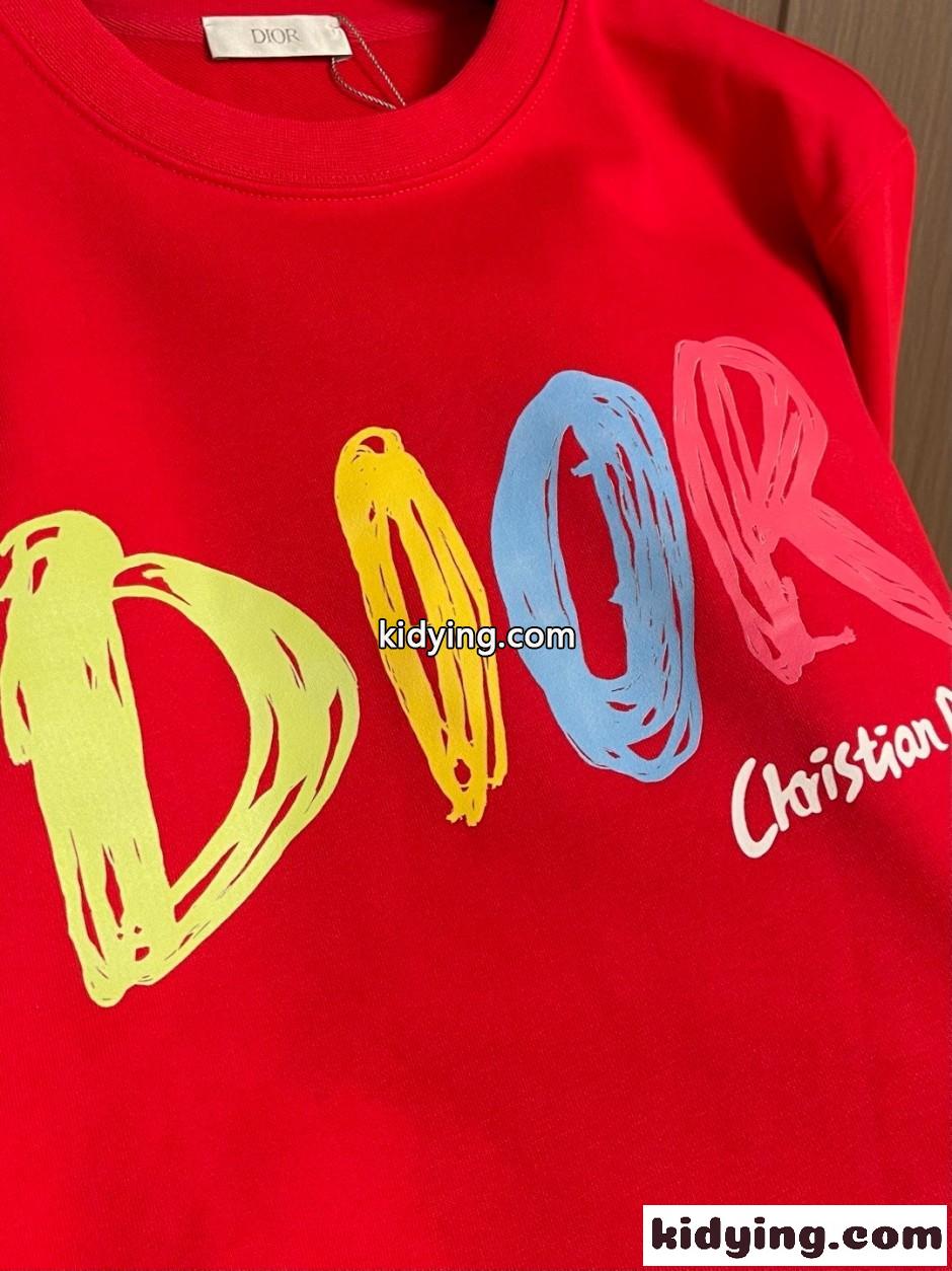 定番 ロゴ コットン スウェットシャツ クリスチャン・ディオール Tシャツ コピー レッド-1
