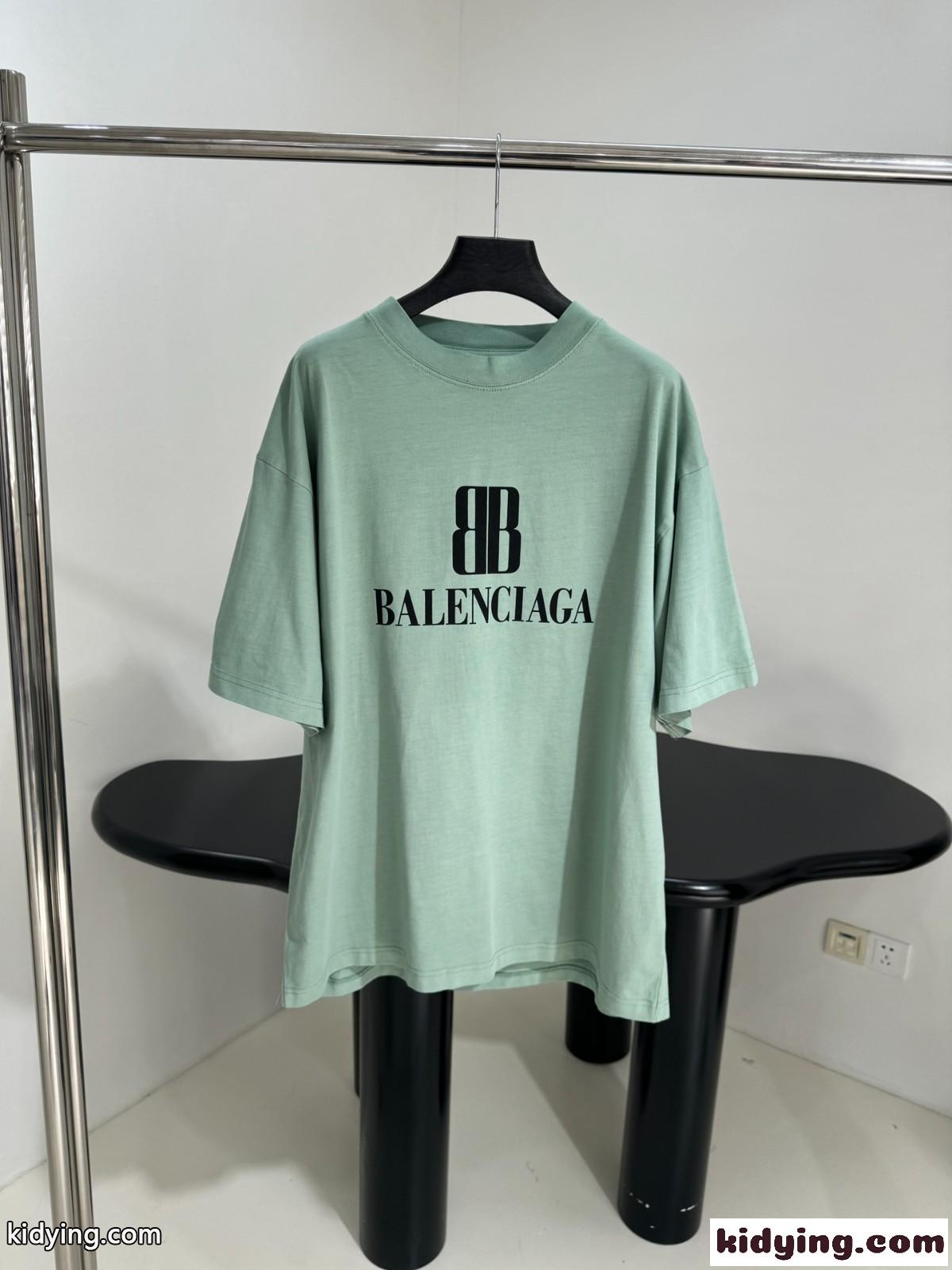 ユニセックス オーバーサイズ 半袖Tシャツ バレンシアガ Tシャツ コピー グリーン-1