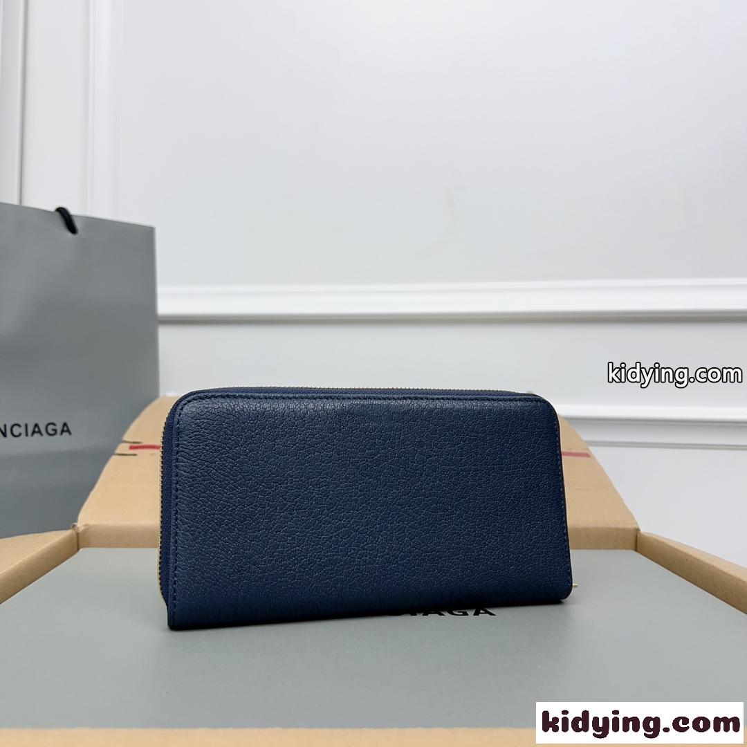 定番 ラウンドファスナー 長財布 バレンシアガ 財布 コピー ダークブルー-1