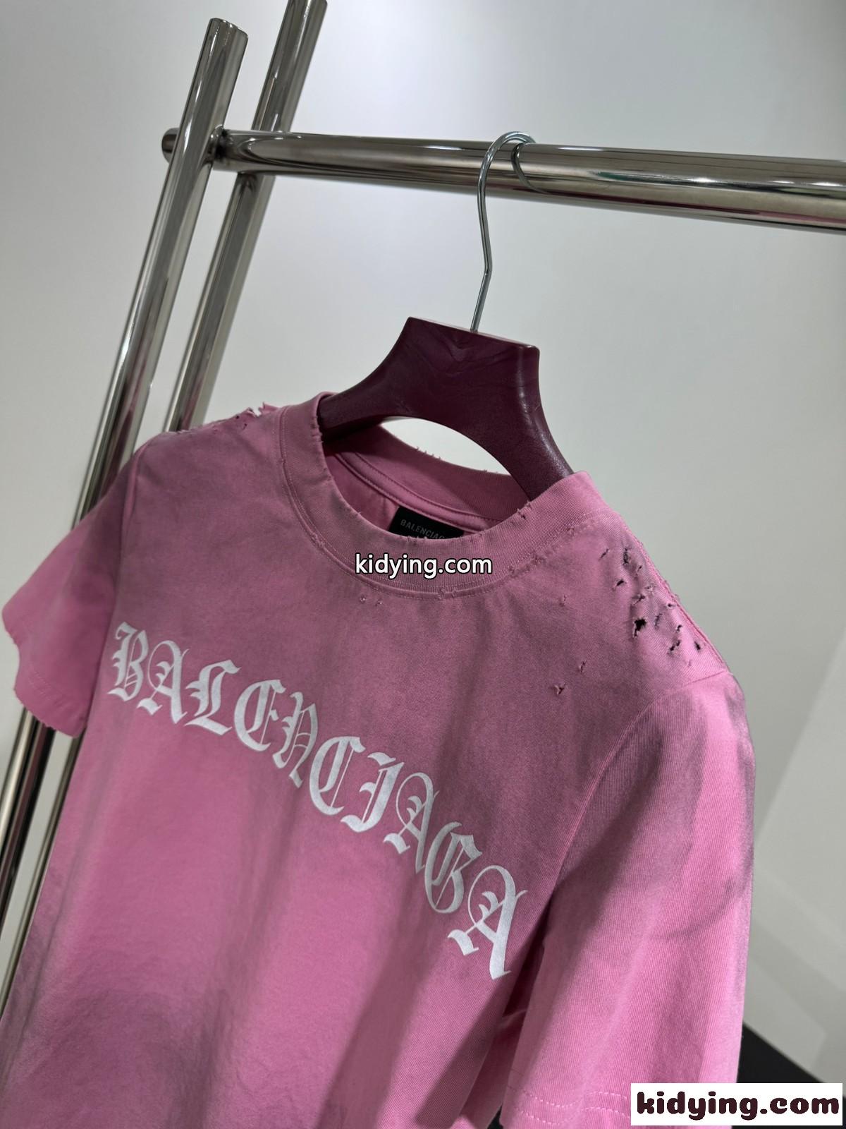 GOTHIC TYPE SHRUNK 半袖Tシャツ バレンシアガ Tシャツ コピー ピンク-2
