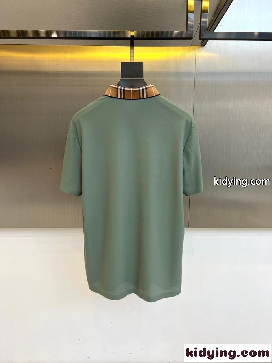 バーバリー Tシャツ 偽物 シンプル 上品 半袖 ポロシャツ グリーン-3