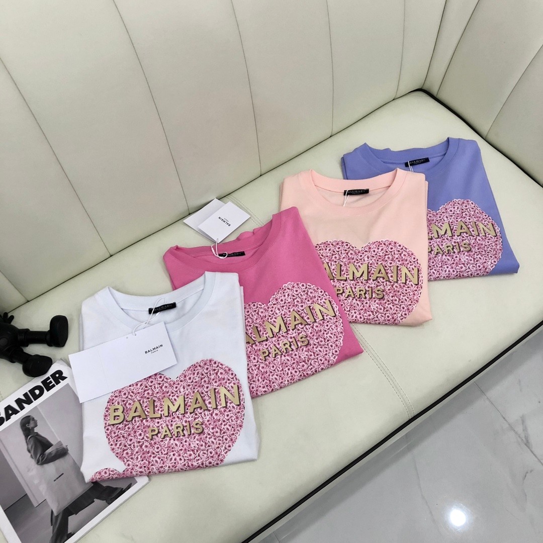 可愛い プリント 4色あり クルーネック 柔らかい 快適 バルマン 半袖Tシャツ コピー カジュアル おしゃれ-3