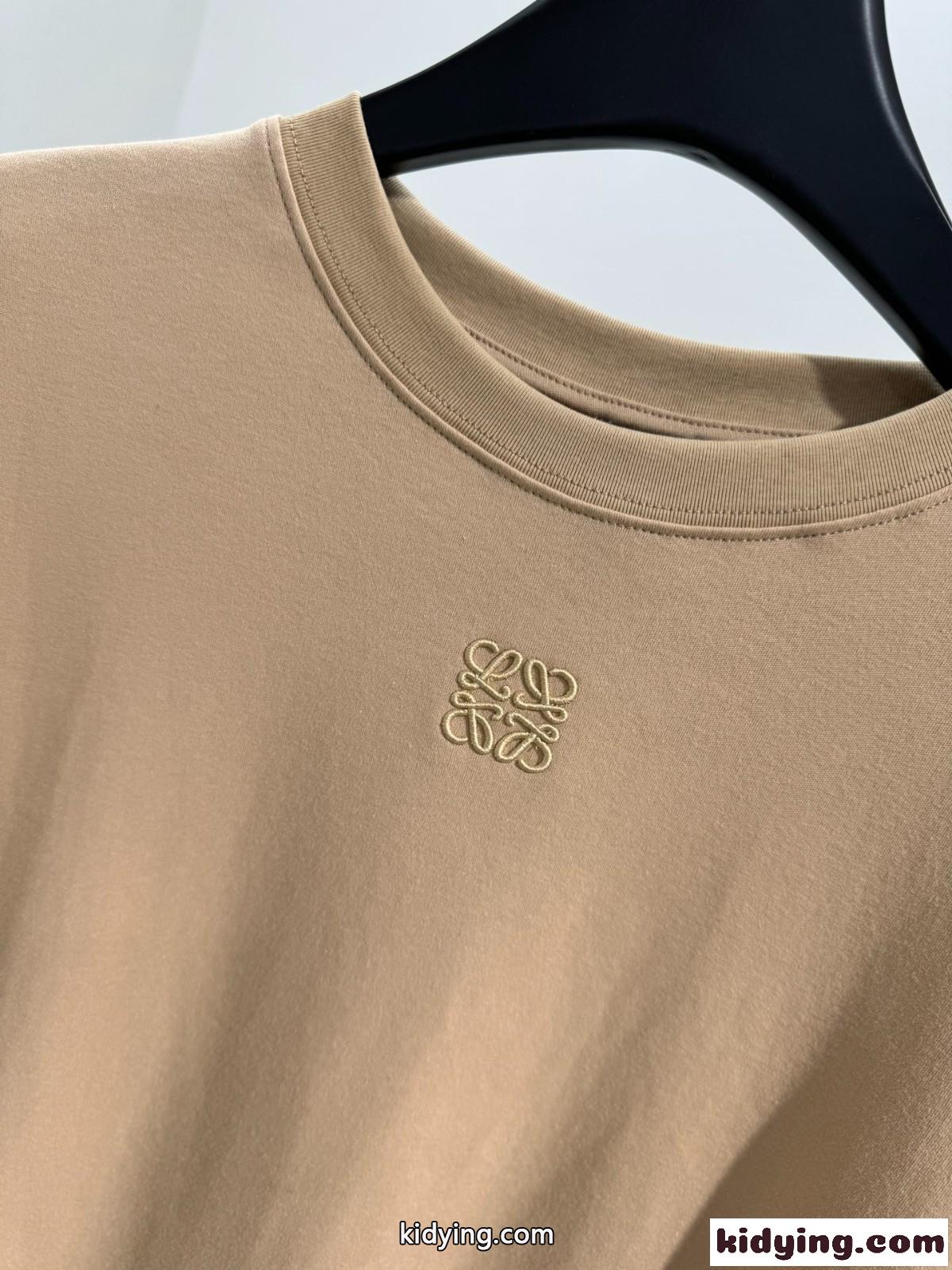 カジュアル アシンメトリー 半袖Tシャツ ロエベ Tシャツ コピー カーキ-2