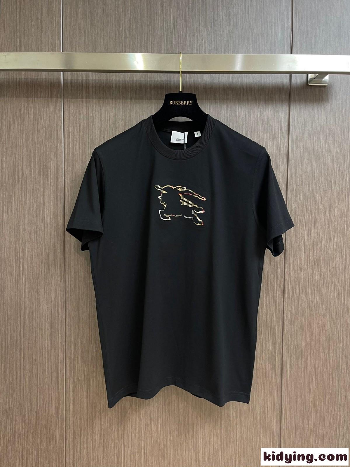 チェックEKD コットンTシャツ バーバリー Tシャツ コピー クルーネック 半袖-1