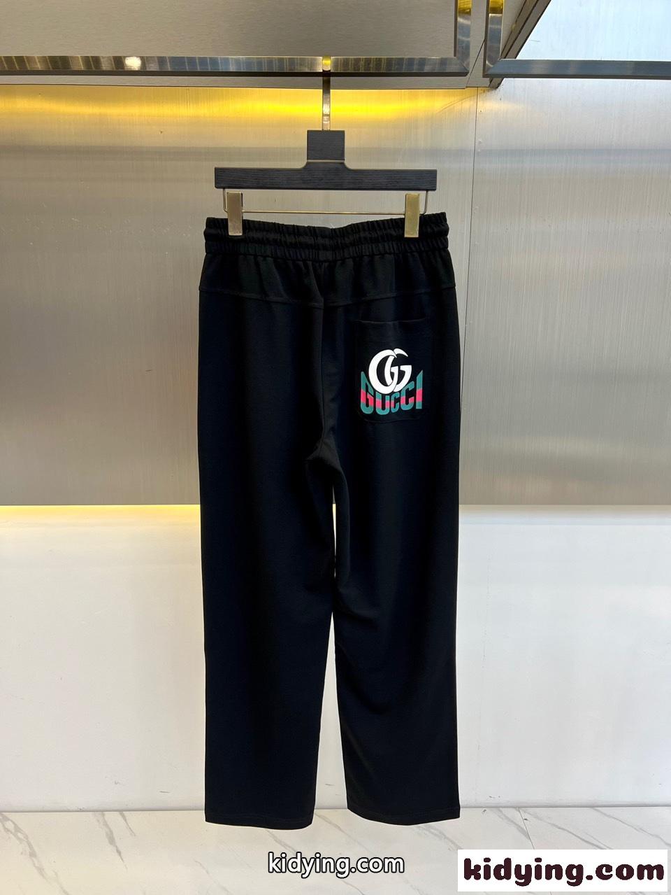 シンプル カジュアルパンツ 合わせやすい グッチ パンツ 偽物 ブラック-0