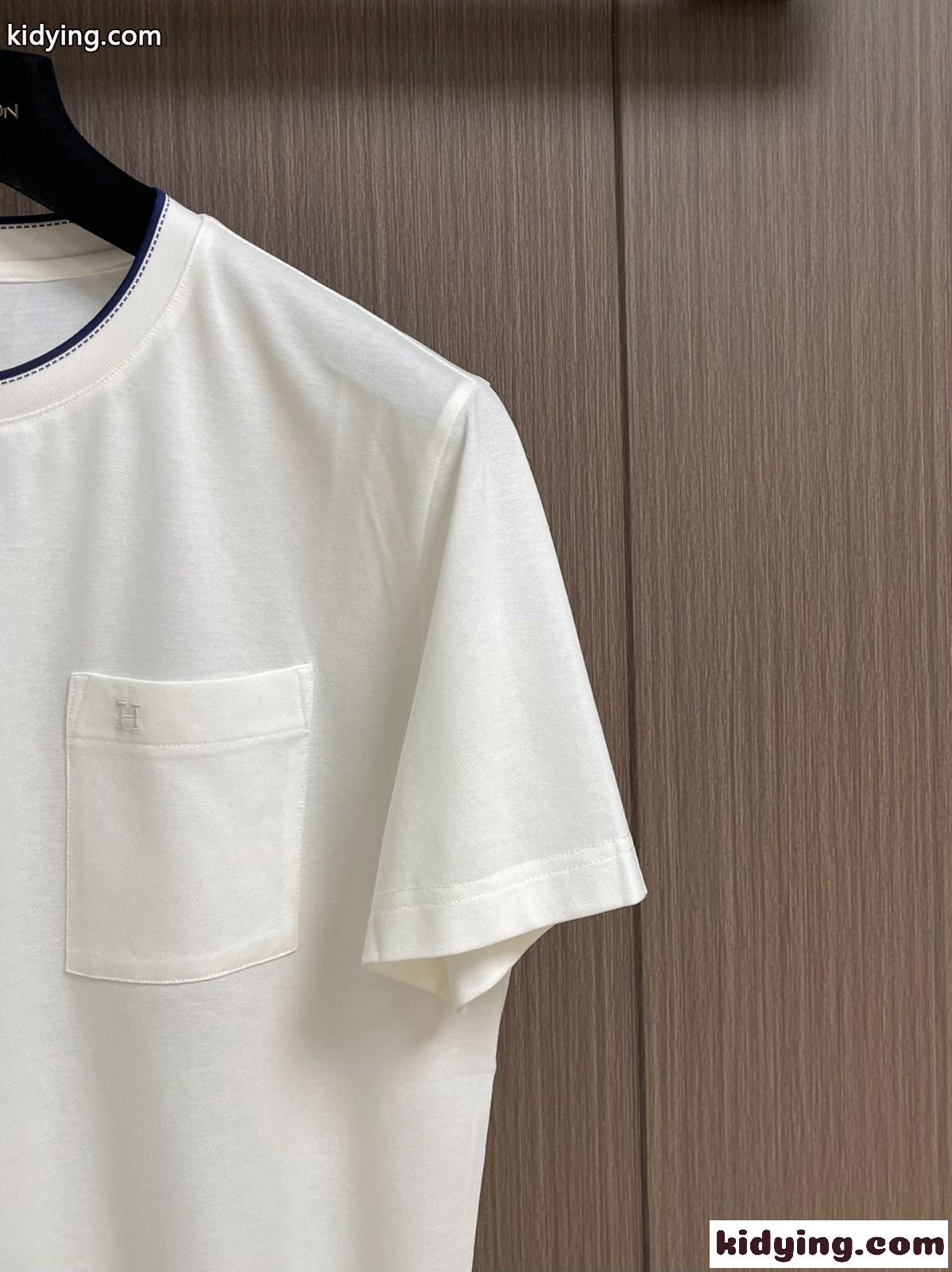 シンプル サドルステッチTシャツ エルメス Tシャツ コピー コットン ホワイト-2