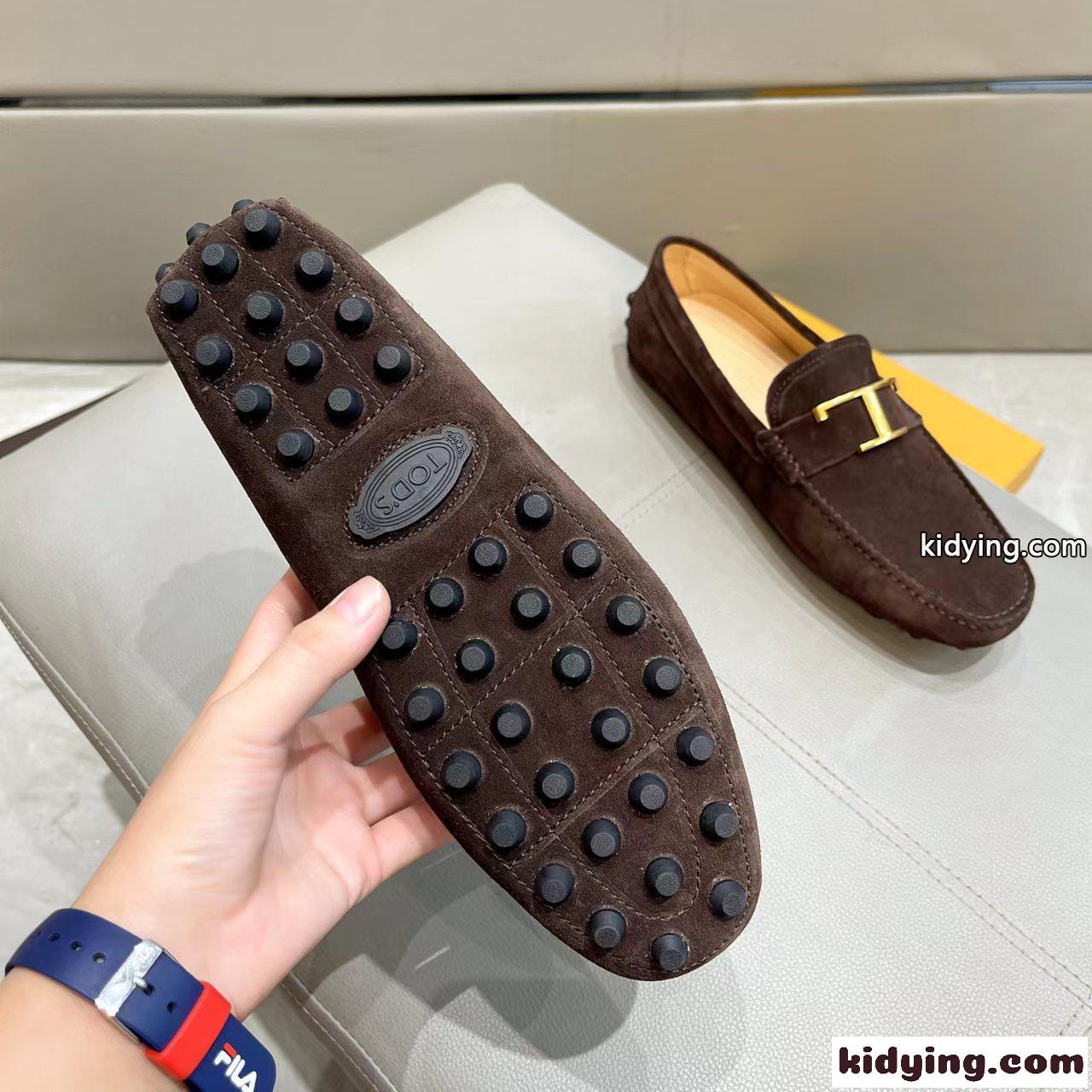 T タイムレス ゴンミーニ バブル スエード ドライビングシューズ トッズ シューズ コピー ブラウン-4