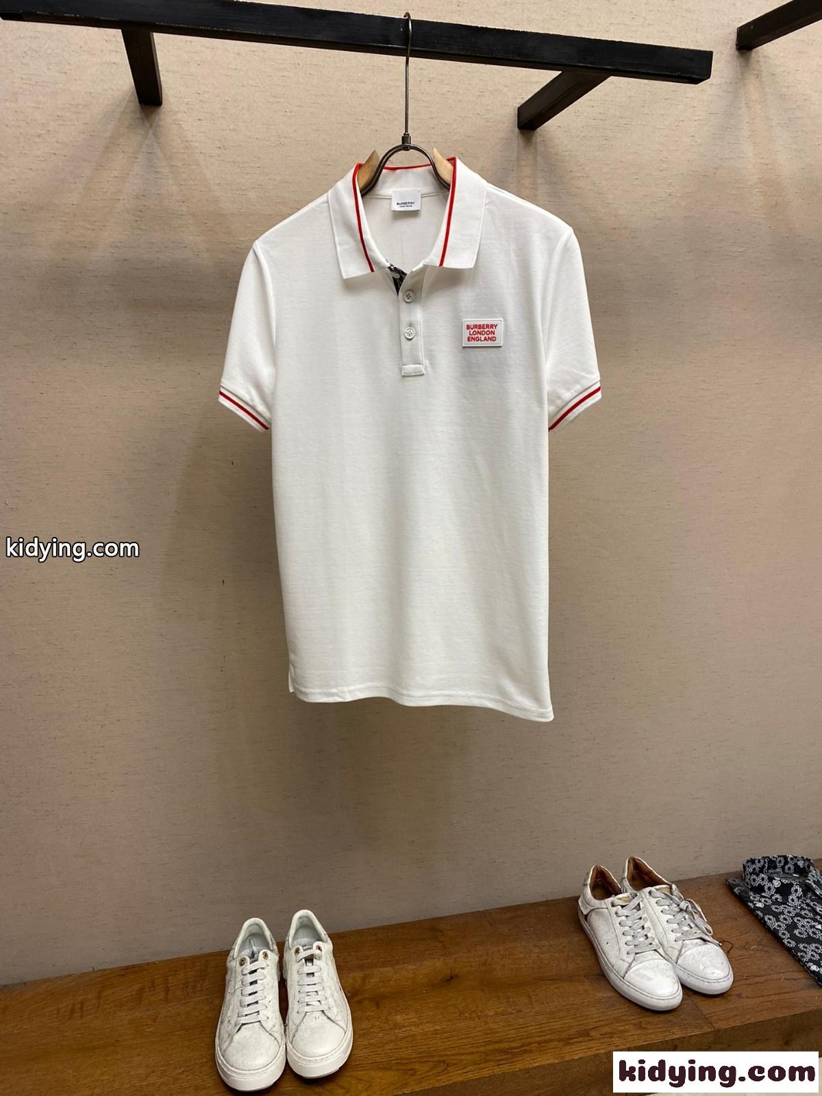 カジュアル コットンピケ ポロシャツ バーバリー 半袖Tシャツ コピー ホワイト-0