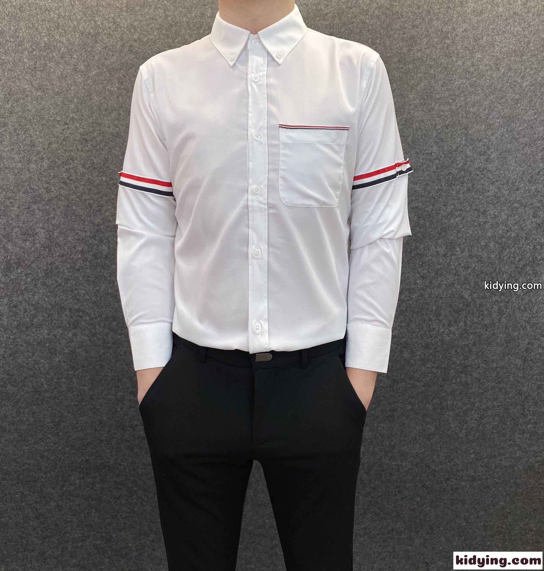 人気 定番 上品 ビジネス 通勤 長袖 トムブラウン シャツ コピー メンズ カジュアル トップス コットン 快適 白 ホワイト-1