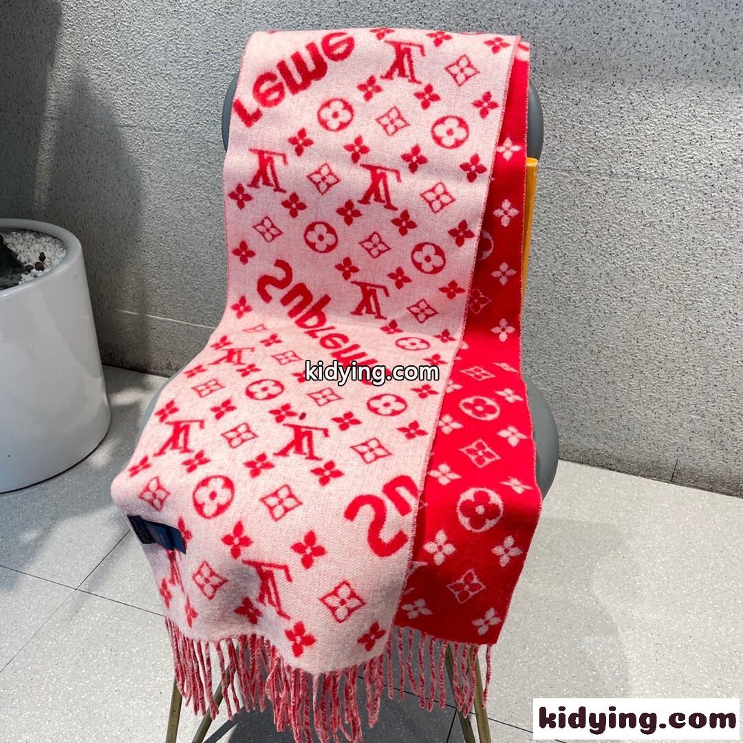 大人気 Supreme×LouisVuitton モノグラム マフラー コピー カシミヤ レッド-4
