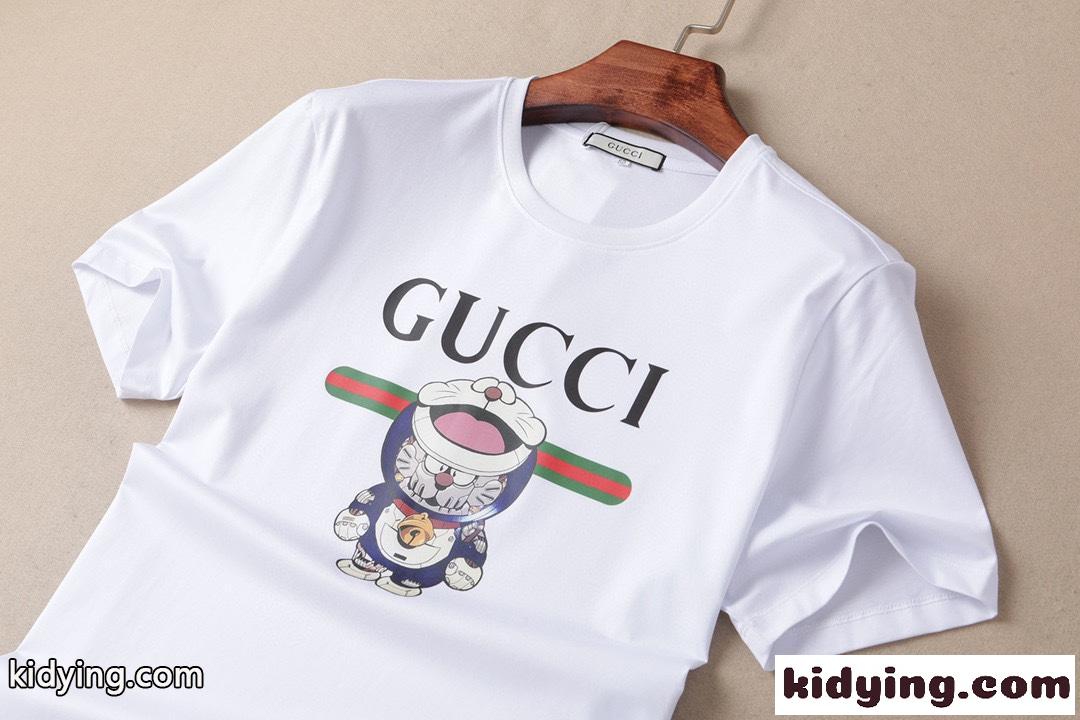 グッチ 半袖Tシャツ コピー シルケット加工 クルーネック 遊び心いっぱい 可愛いド ラえもん プリント トップス-3