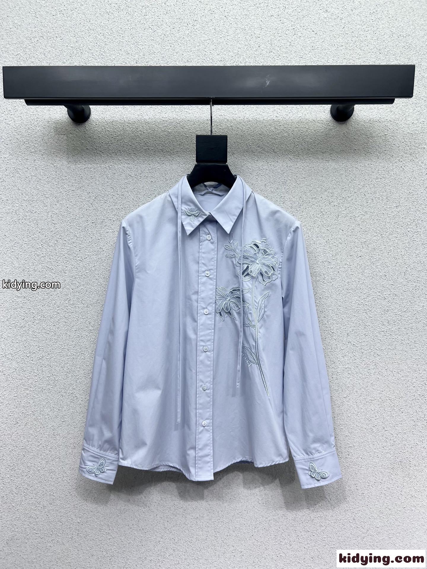 グッチ シャツ コピー レディース エンブロイダリー付き コットンポプリン シャツ-2