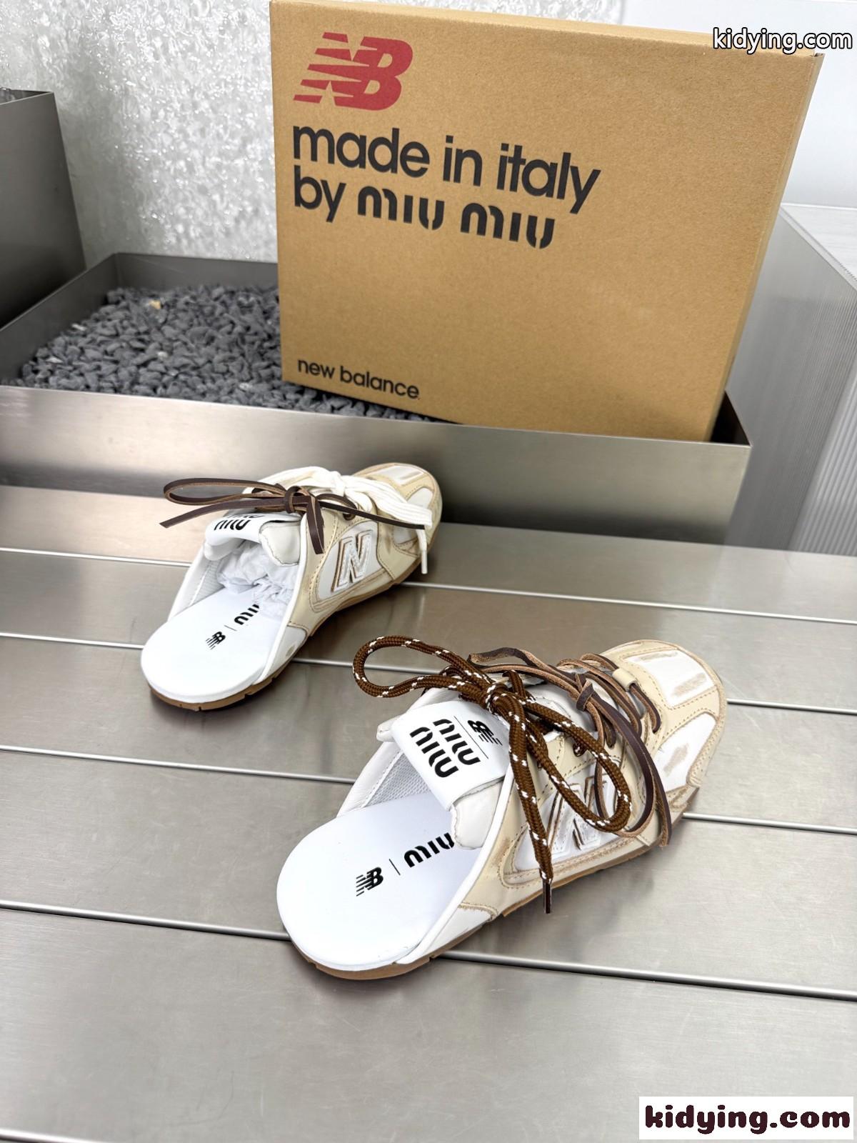 New Balance x Miu Miu 530 SL ミュールスニーカー スーパーコピー ベージュ-1