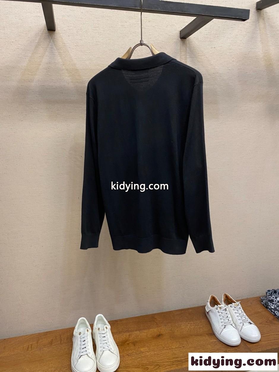 上品 カジュアル スキッパー ニットポロシャツ エルメネジルド・ゼニア ニット 偽物 ブラック-2